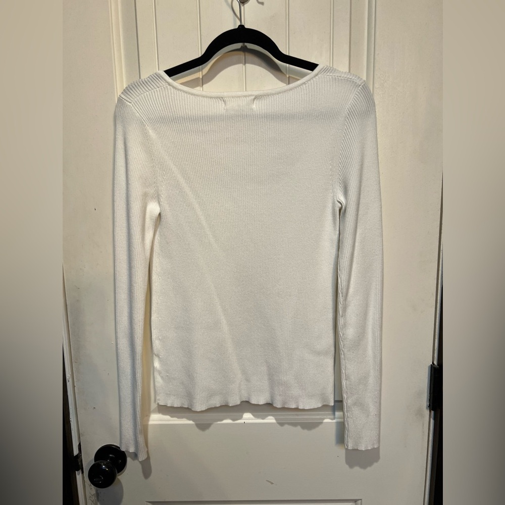 The Commons White Ribbed Top - Picture 2 of 3